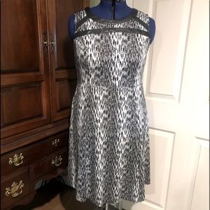 Leopard print with faux leather sleeveless dress